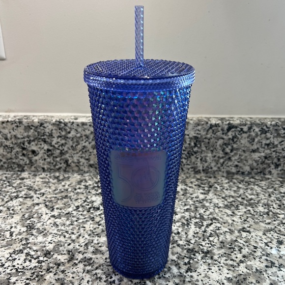 Starbucks Other - Starbucks Disney World 50th Anniversary Blue Studded Tumbler with Straw